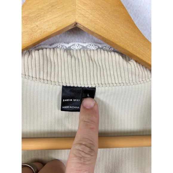 SHEIN MOD Corduroy Puff Sleeve Square Neck Cropped Top Beige Size L - Picture 4 of 8